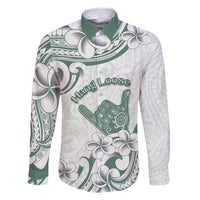 Aloha Hawaii Shaka Family Matching Mermaid Dress and Hawaiian Shirt Hang Loose Mint Version DT05 Dad's Shirt - Long Sleeve Mint - Polynesian Pride