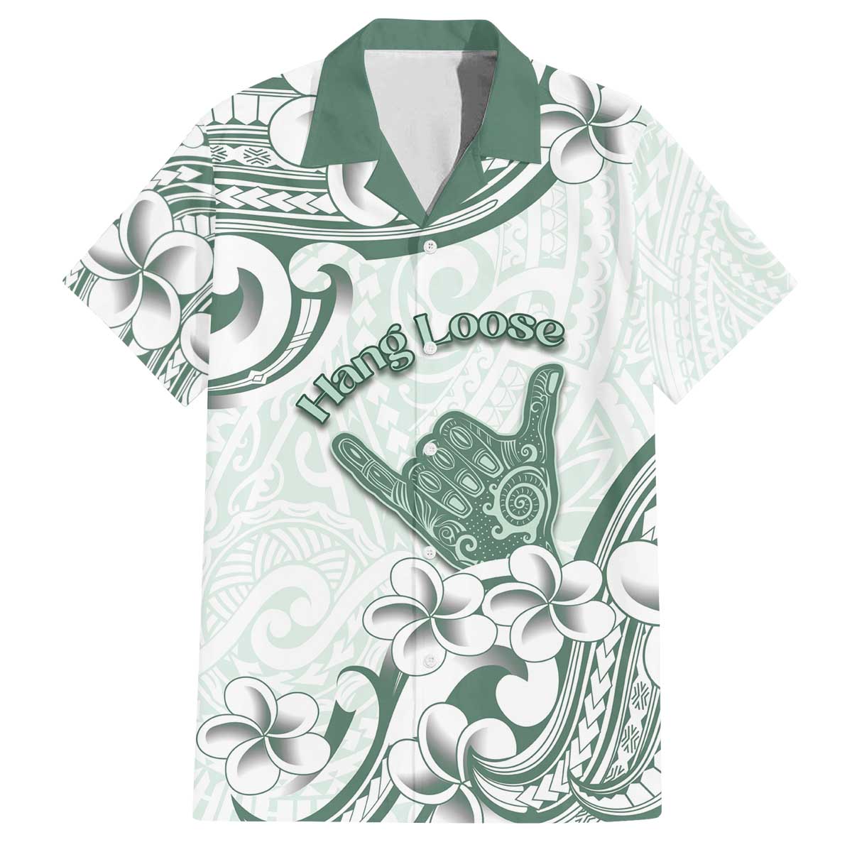 Aloha Hawaii Shaka Family Matching Off The Shoulder Long Sleeve Dress and Hawaiian Shirt Hang Loose Mint Version - Polynesian Pride