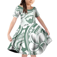 Aloha Hawaii Shaka Family Matching Off Shoulder Short Dress and Hawaiian Shirt Hang Loose Mint Version - Polynesian Pride