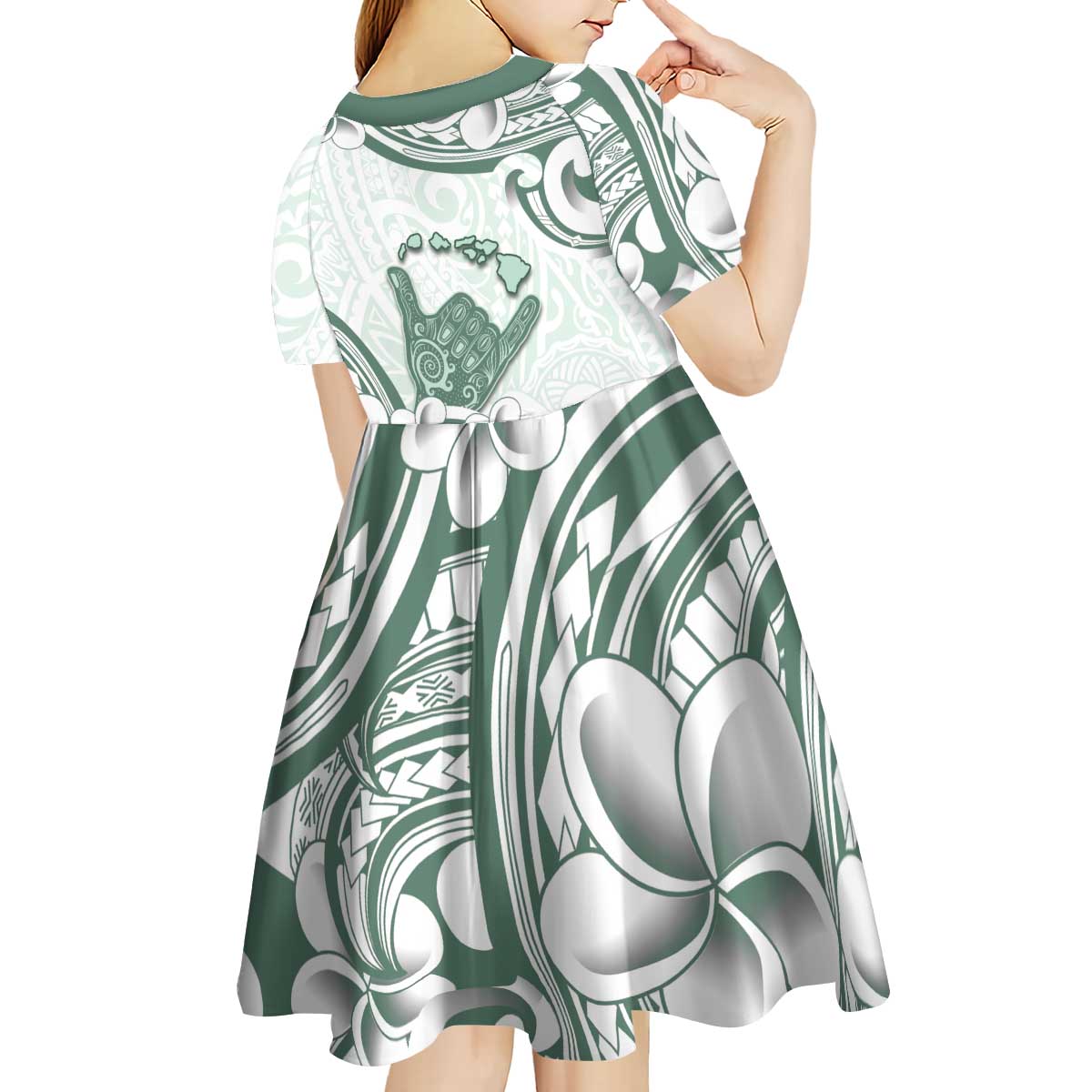 Aloha Hawaii Shaka Kid Short Sleeve Dress Hang Loose Mint Version - Polynesian Pride