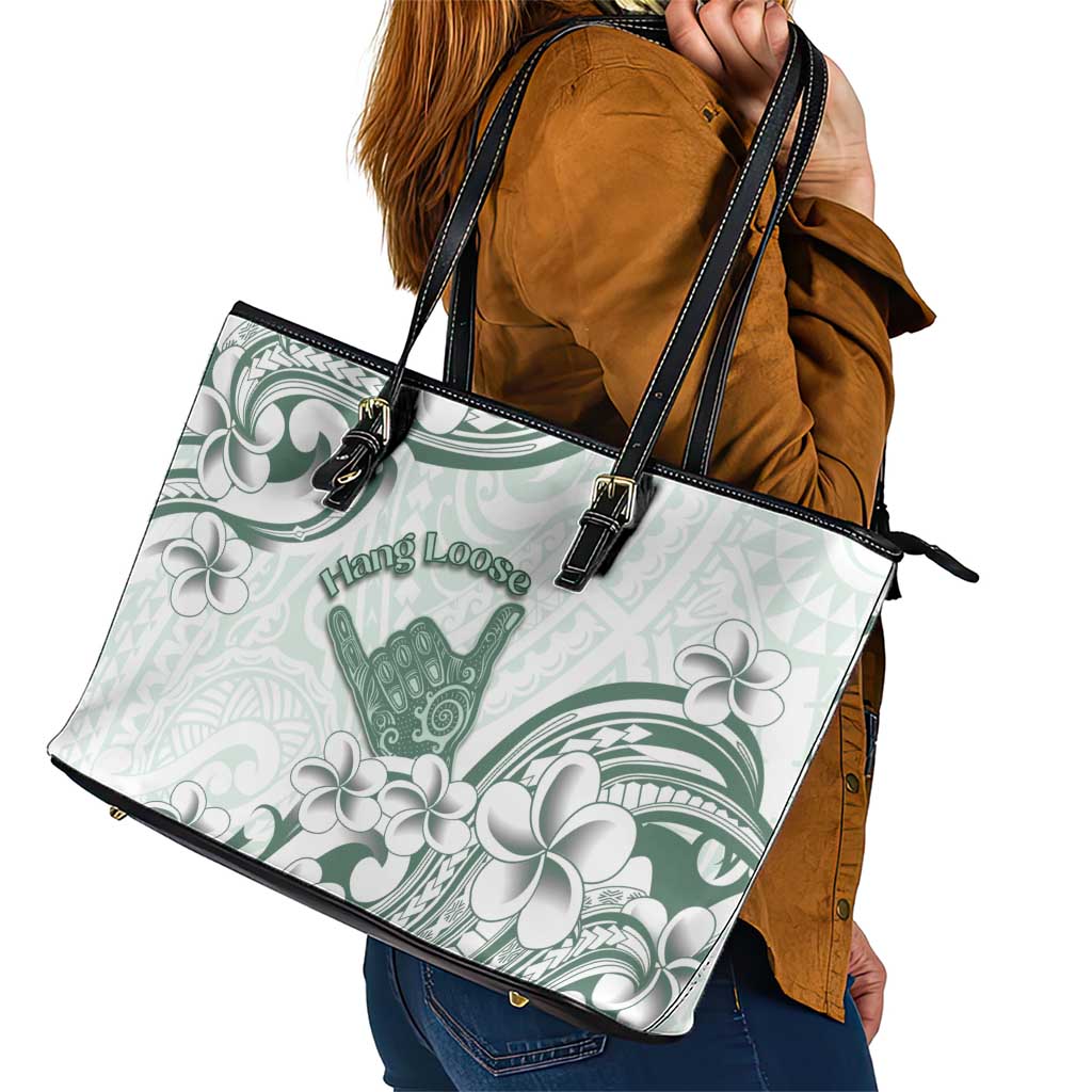 Aloha Hawaii Shaka Leather Tote Bag Hang Loose Mint Version - Polynesian Pride