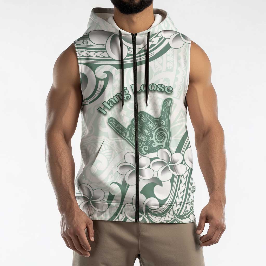 Aloha Hawaii Shaka Sleeveless Zip Hoodie Hang Loose Mint Version DT05