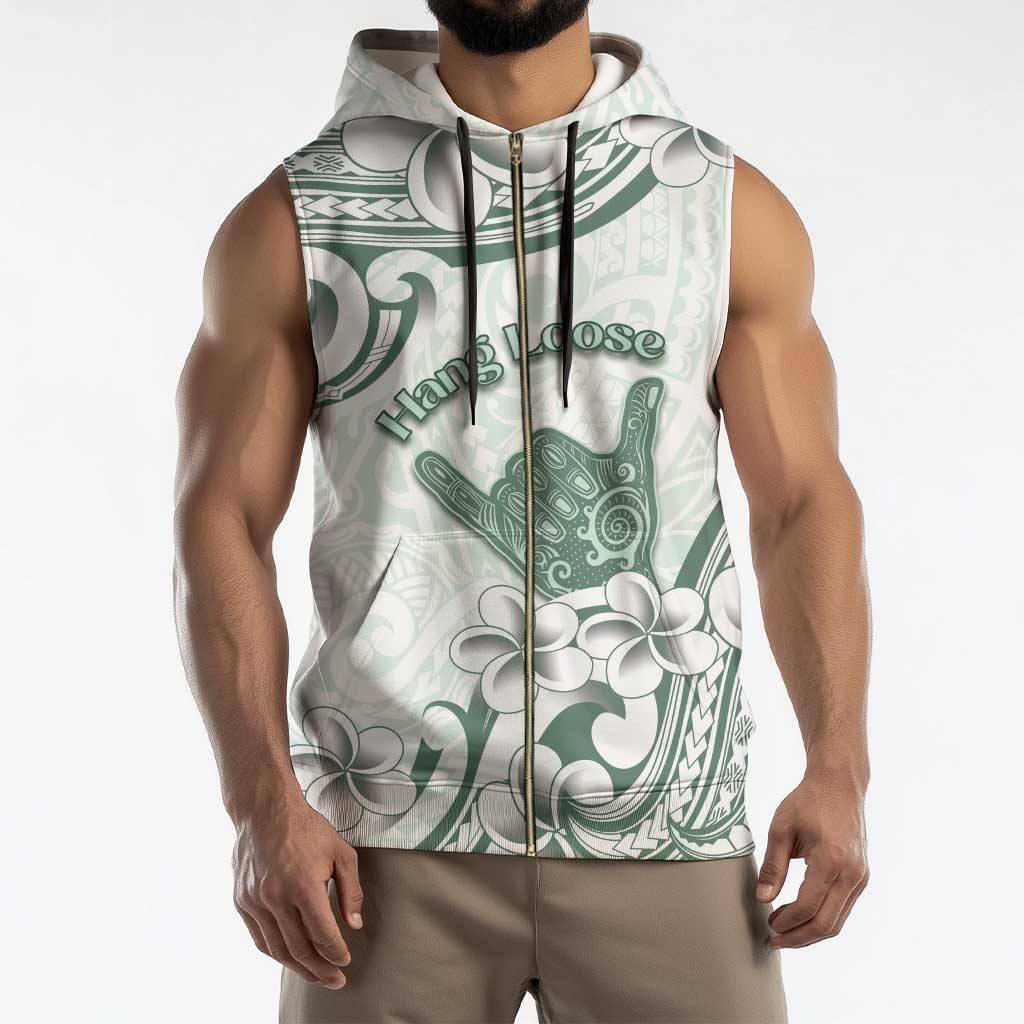 Aloha Hawaii Shaka Sleeveless Zip Hoodie Hang Loose Mint Version - Polynesian Pride