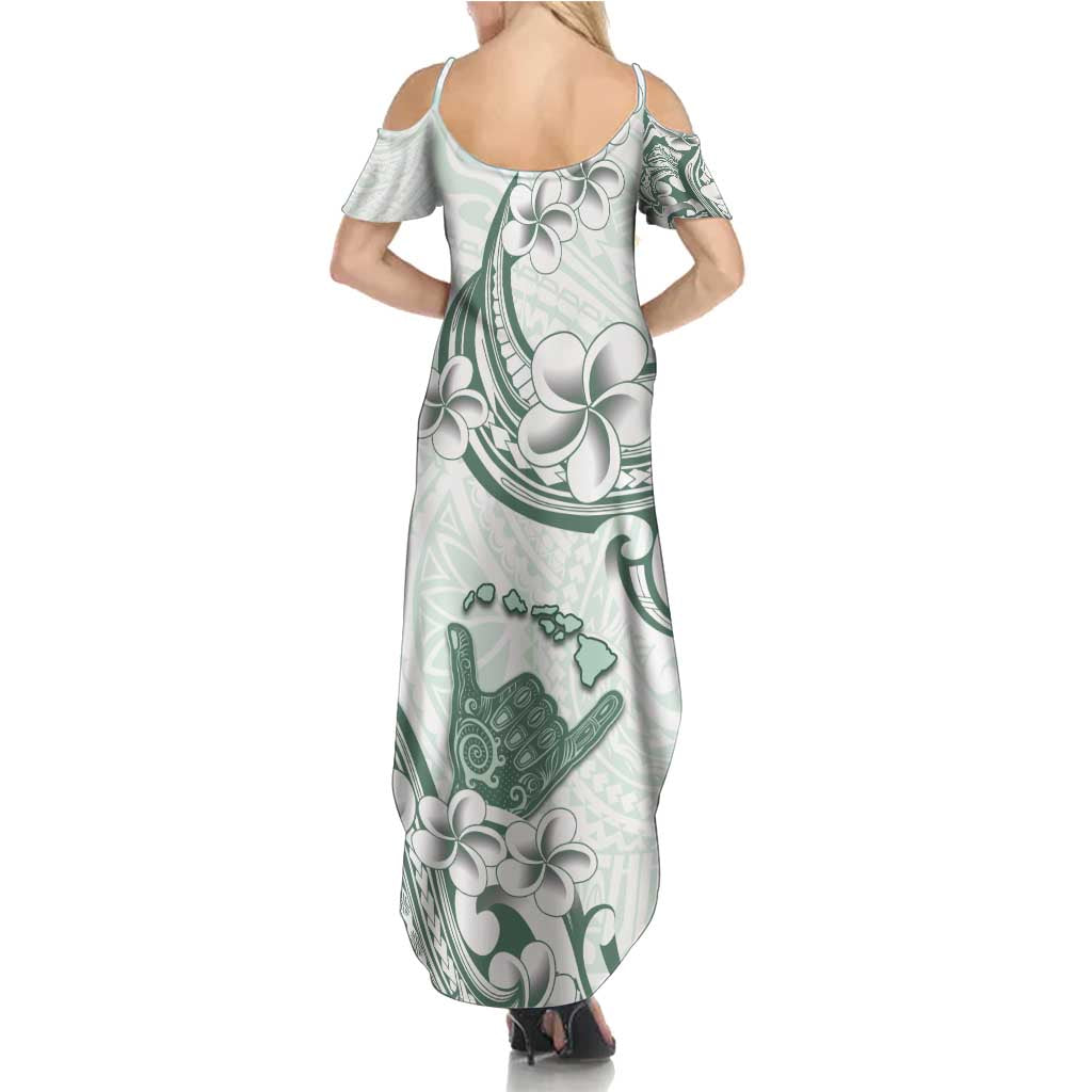 Aloha Hawaii Shaka Summer Maxi Dress Hang Loose Mint Version - Polynesian Pride