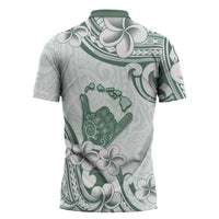 Aloha Hawaii Shaka Zipper Polo Shirt Hang Loose Mint Version - Polynesian Pride