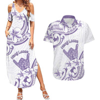 Aloha Hawaii Shaka Couples Matching Summer Maxi Dress and Hawaiian Shirt Hang Loose Purple Version - Polynesian Pride