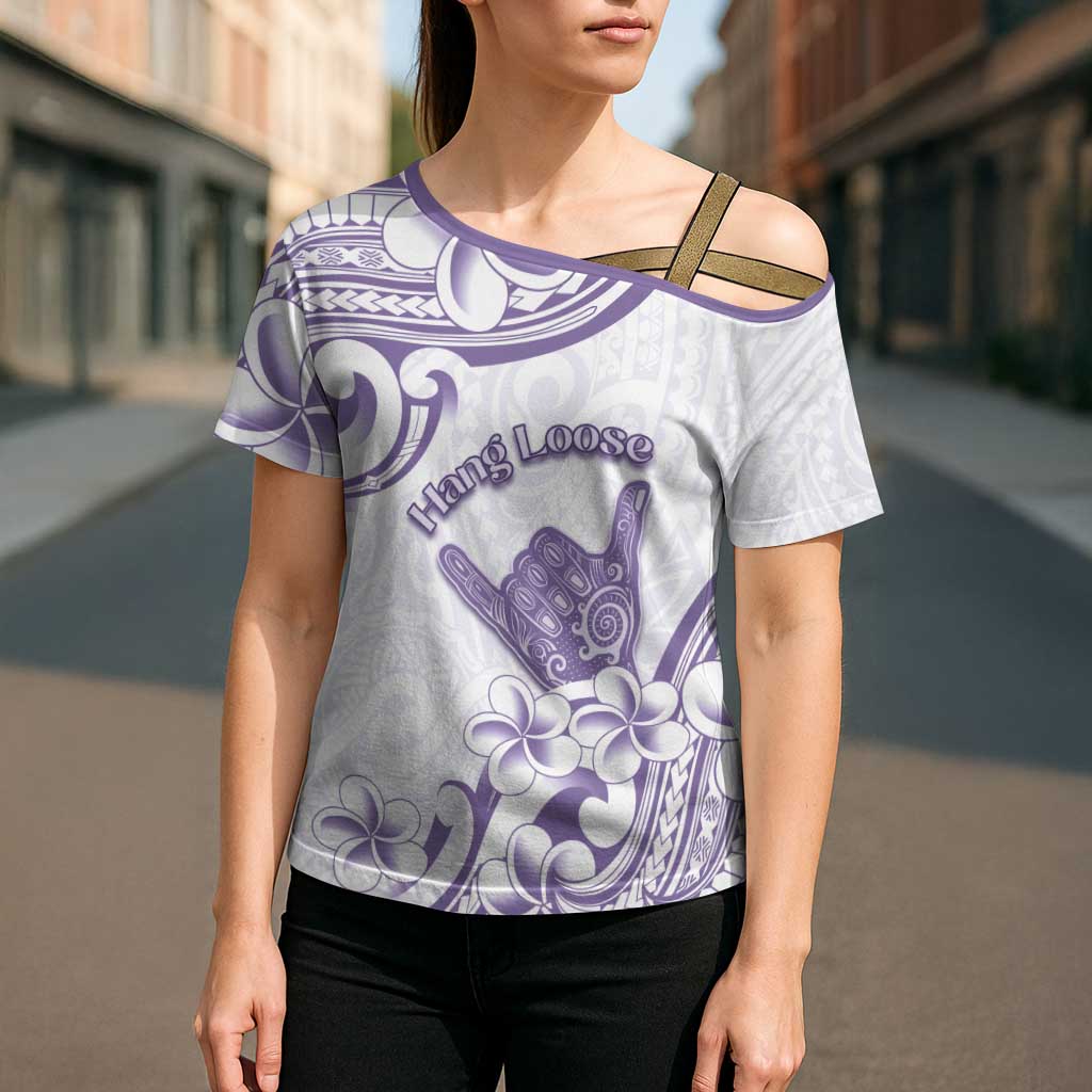 Aloha Hawaii Shaka Cross Shoulder Shirt Hang Loose Purple Version - Polynesian Pride