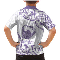 Aloha Hawaii Shaka Family Matching Mermaid Dress and Hawaiian Shirt Hang Loose Purple Version DT05 - Polynesian Pride