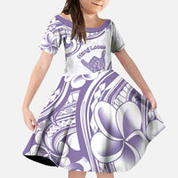 Aloha Hawaii Shaka Family Matching Mermaid Dress and Hawaiian Shirt Hang Loose Purple Version DT05 Daughter's Dress Purple - Polynesian Pride