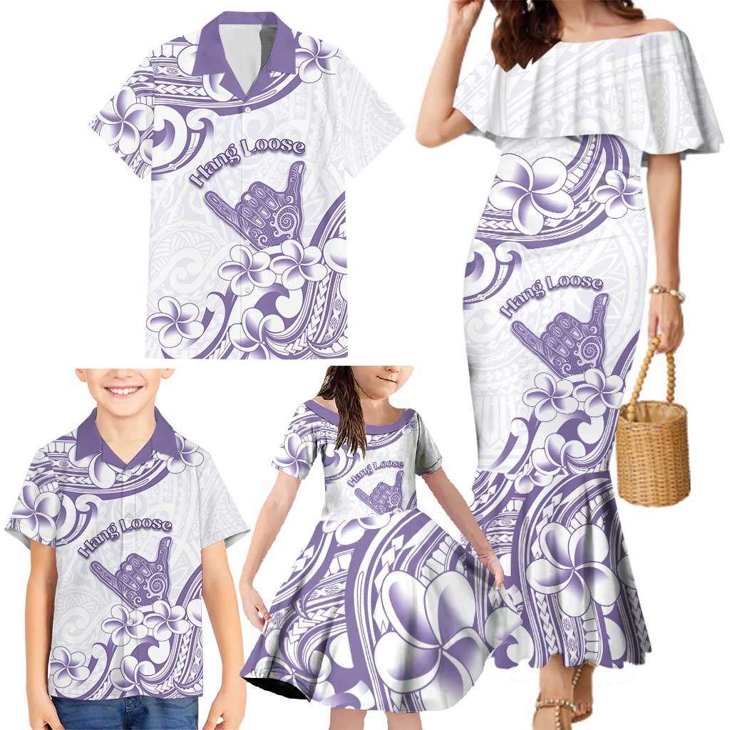 Aloha Hawaii Shaka Family Matching Mermaid Dress and Hawaiian Shirt Hang Loose Purple Version DT05 - Polynesian Pride