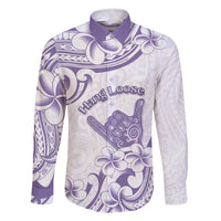 Aloha Hawaii Shaka Family Matching Short Sleeve Bodycon Dress and Hawaiian Shirt Hang Loose Purple Version DT05 Dad's Shirt - Long Sleeve Purple - Polynesian Pride