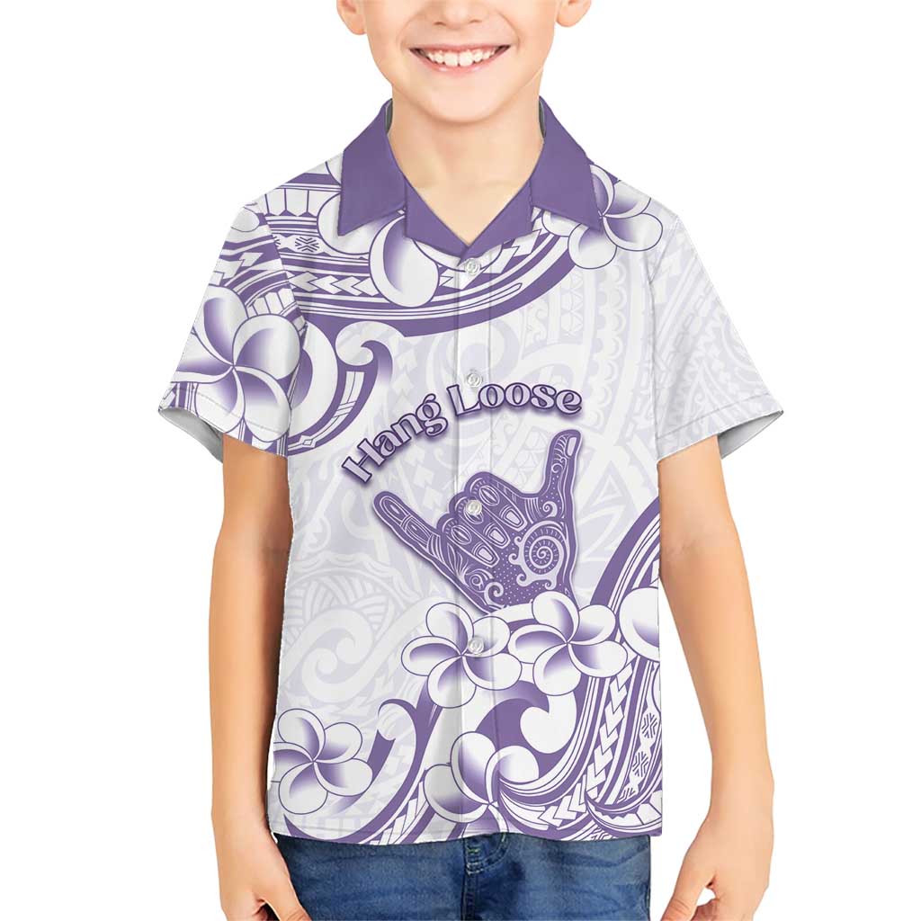 Aloha Hawaii Shaka Family Matching Short Sleeve Bodycon Dress and Hawaiian Shirt Hang Loose Purple Version DT05 Son's Shirt Purple - Polynesian Pride