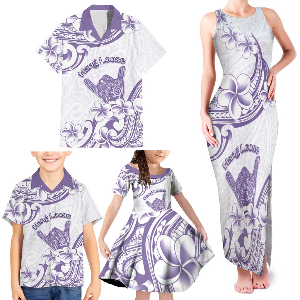 Aloha Hawaii Shaka Family Matching Tank Maxi Dress and Hawaiian Shirt Hang Loose Purple Version - Polynesian Pride