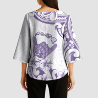 Aloha Hawaii Shaka Kimono Sleeve Blouse Hang Loose Purple Version - Polynesian Pride