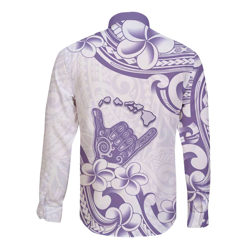 Aloha Hawaii Shaka Long Sleeve Button Shirt Hang Loose Purple Version - Polynesian Pride