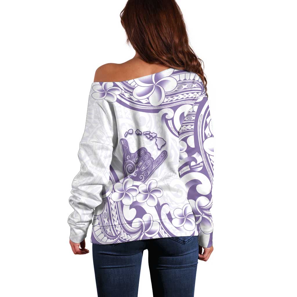 Aloha Hawaii Shaka Off Shoulder Sweater Hang Loose Purple Version - Polynesian Pride