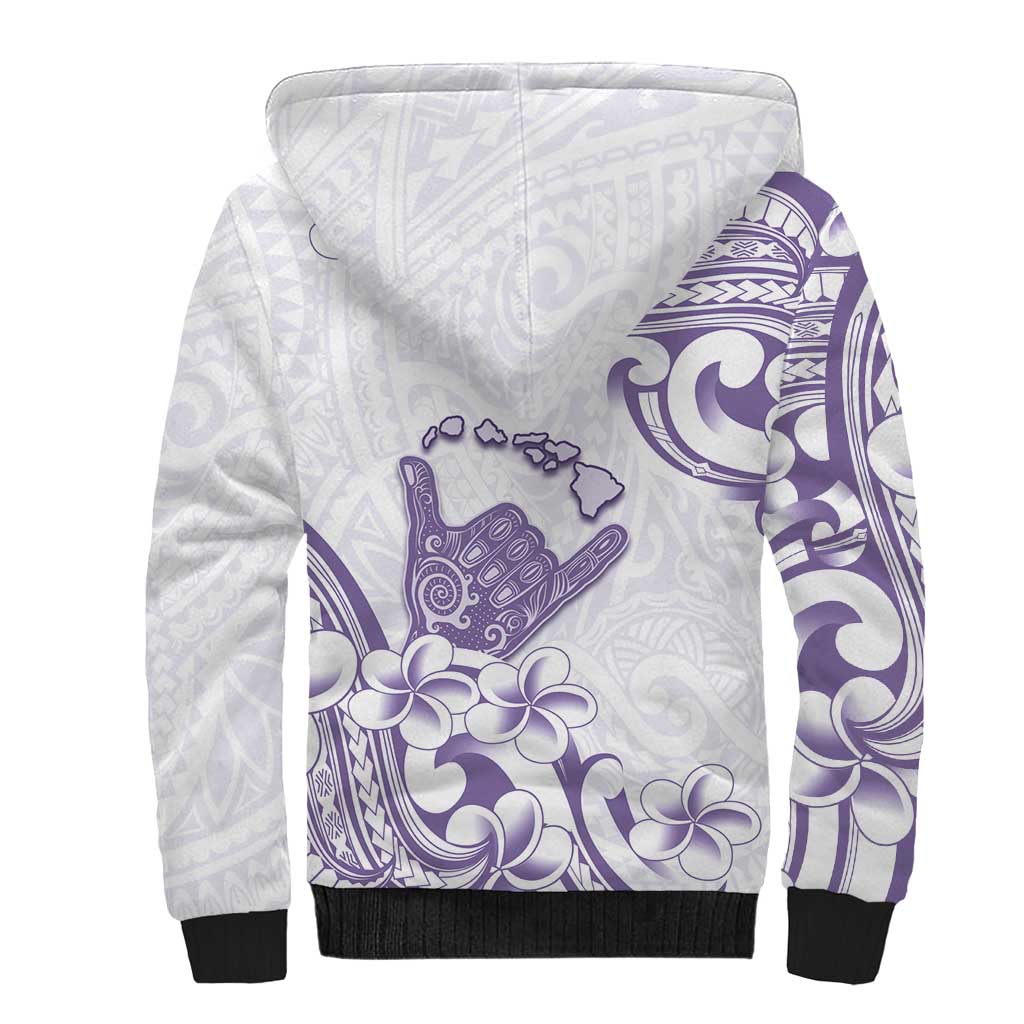 Aloha Hawaii Shaka Sherpa Hoodie Hang Loose Purple Version - Polynesian Pride