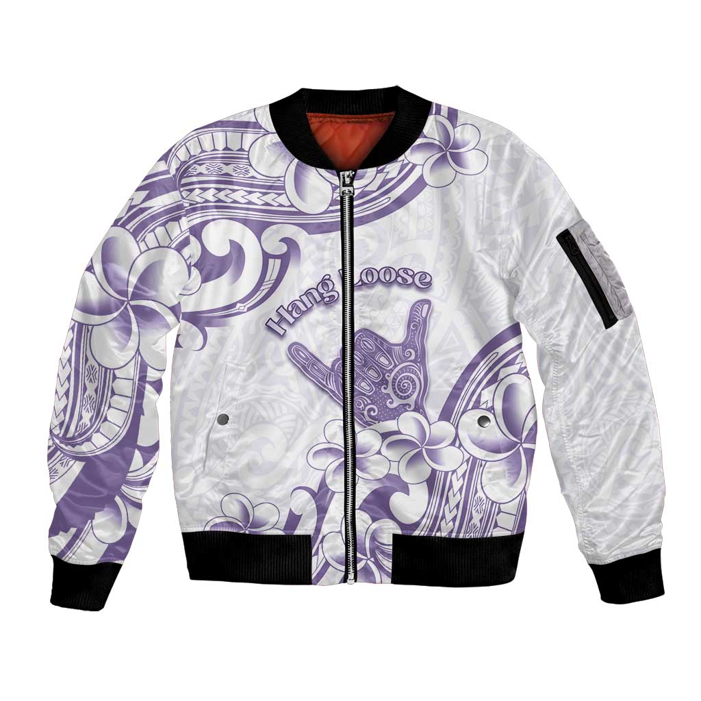 Aloha Hawaii Shaka Sleeve Zip Bomber Jacket Hang Loose Purple Version - Polynesian Pride