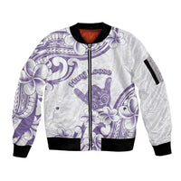 Aloha Hawaii Shaka Sleeve Zip Bomber Jacket Hang Loose Purple Version - Polynesian Pride