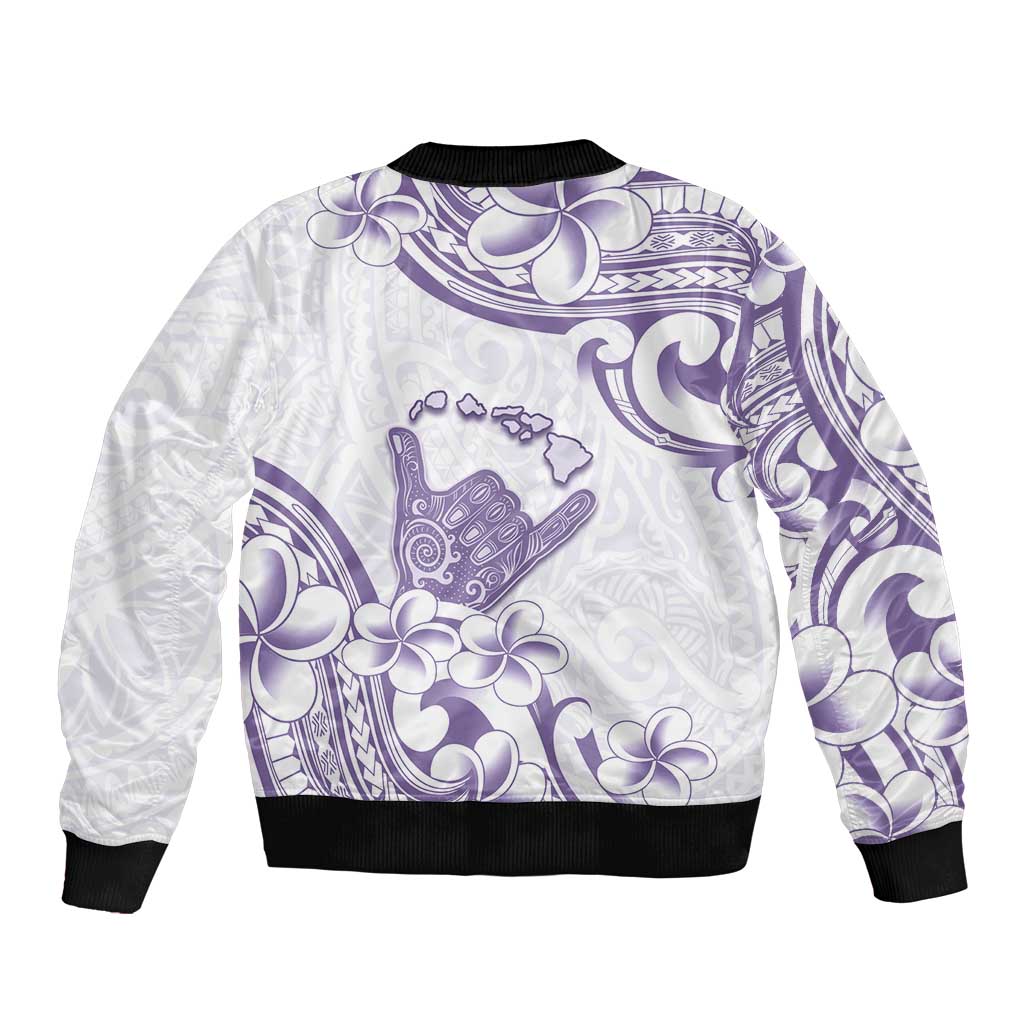 Aloha Hawaii Shaka Sleeve Zip Bomber Jacket Hang Loose Purple Version - Polynesian Pride