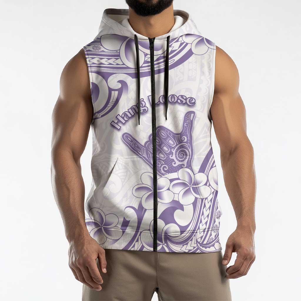 Aloha Hawaii Shaka Sleeveless Zip Hoodie Hang Loose Purple Version DT05