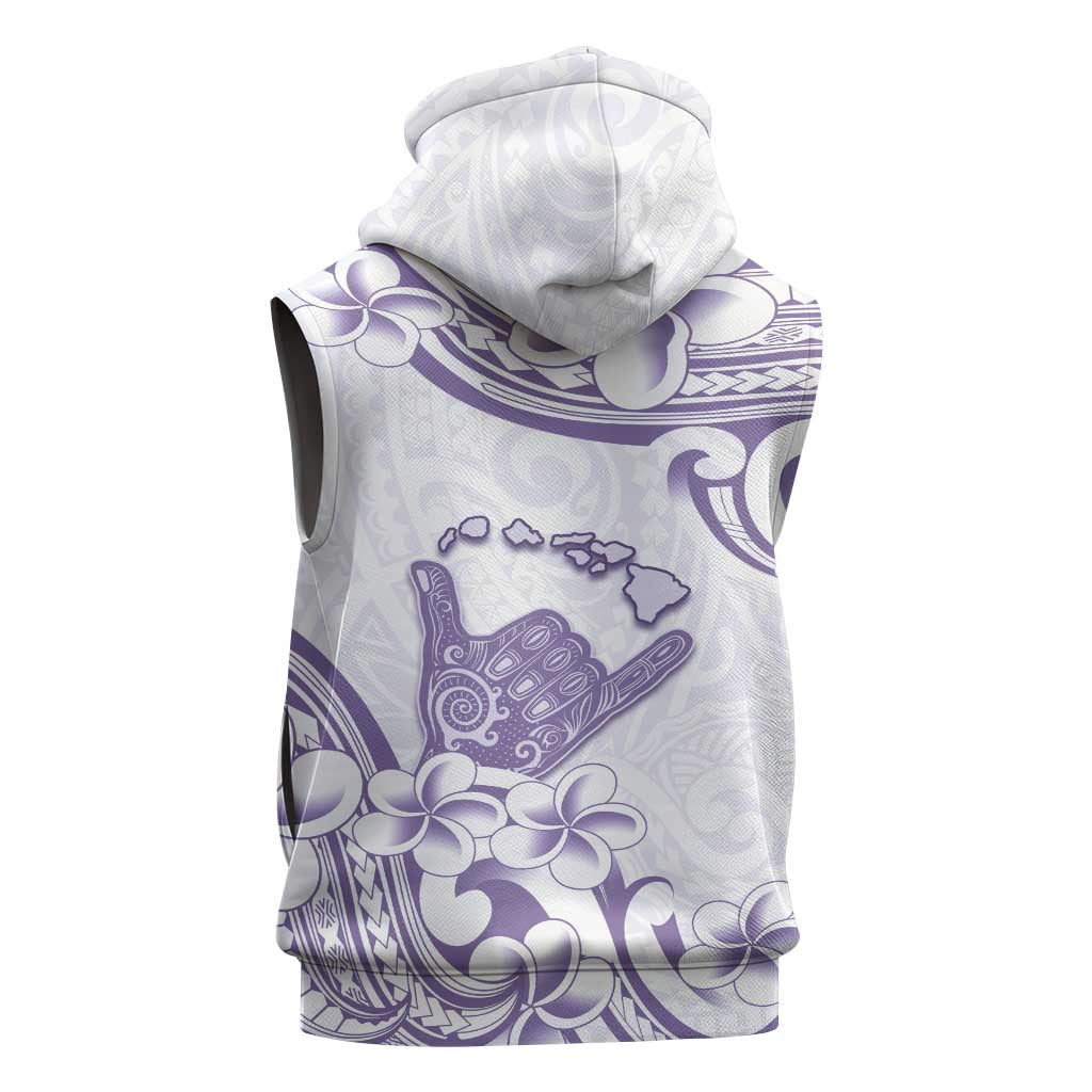 Aloha Hawaii Shaka Sleeveless Zip Hoodie Hang Loose Purple Version - Polynesian Pride