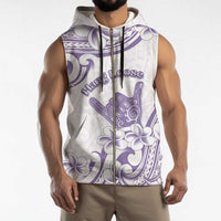 Aloha Hawaii Shaka Sleeveless Zip Hoodie Hang Loose Purple Version - Polynesian Pride