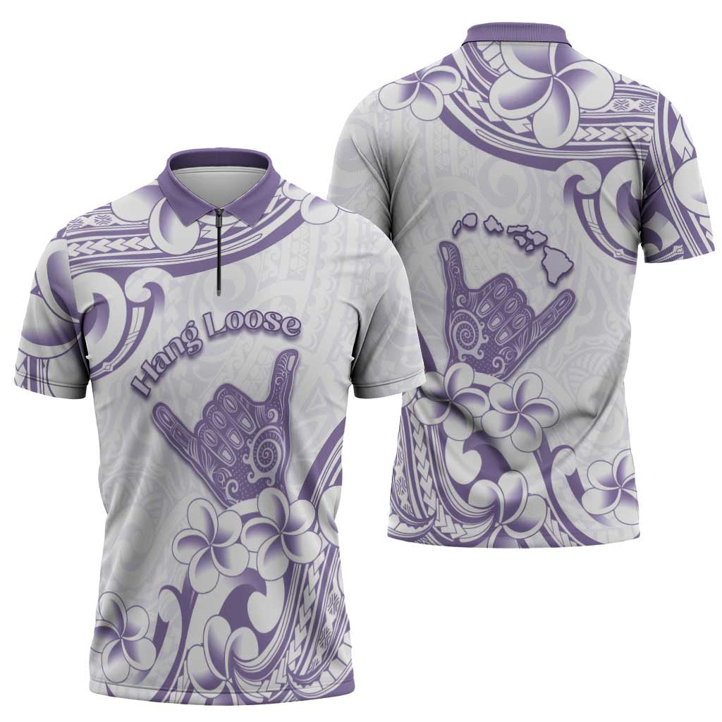Aloha Hawaii Shaka Zipper Polo Shirt Hang Loose Purple Version - Polynesian Pride