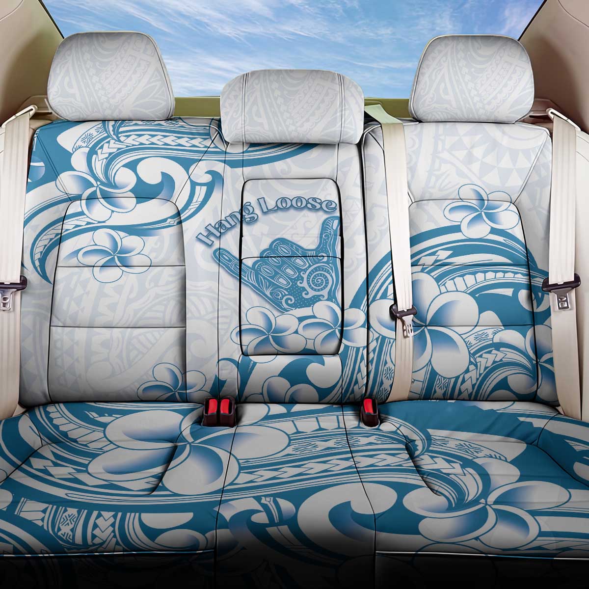 Aloha Hawaii Shaka Back Car Seat Cover Hang Loose Blue Version - Polynesian Pride