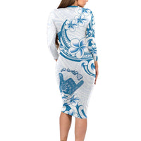 Aloha Hawaii Shaka Family Matching Long Sleeve Bodycon Dress and Hawaiian Shirt Hang Loose Blue Version DT05 - Polynesian Pride
