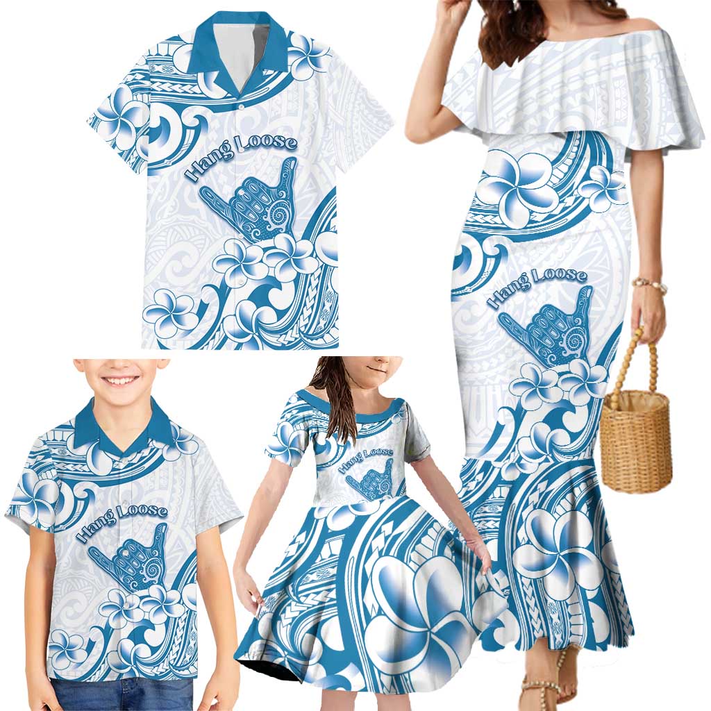 Aloha Hawaii Shaka Family Matching Mermaid Dress and Hawaiian Shirt Hang Loose Blue Version - Polynesian Pride