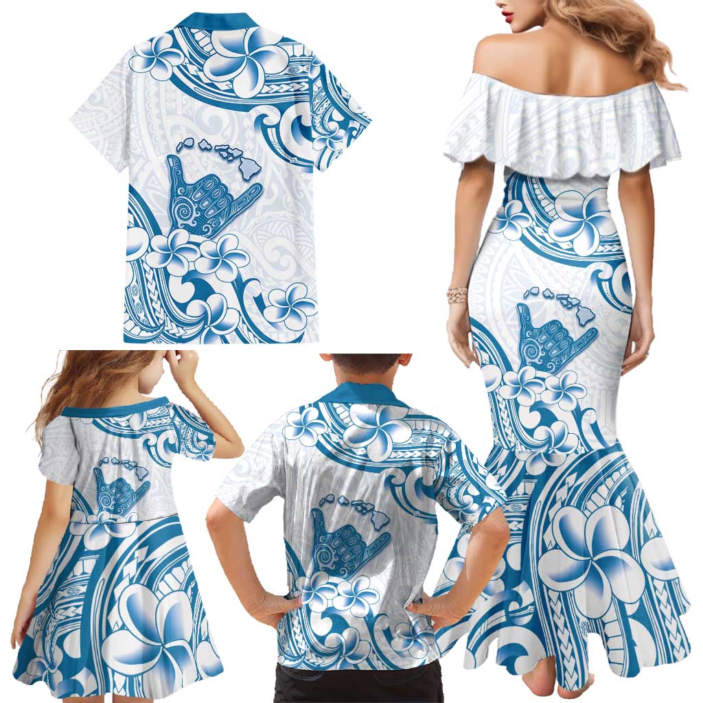 Aloha Hawaii Shaka Family Matching Mermaid Dress and Hawaiian Shirt Hang Loose Blue Version DT05 - Polynesian Pride