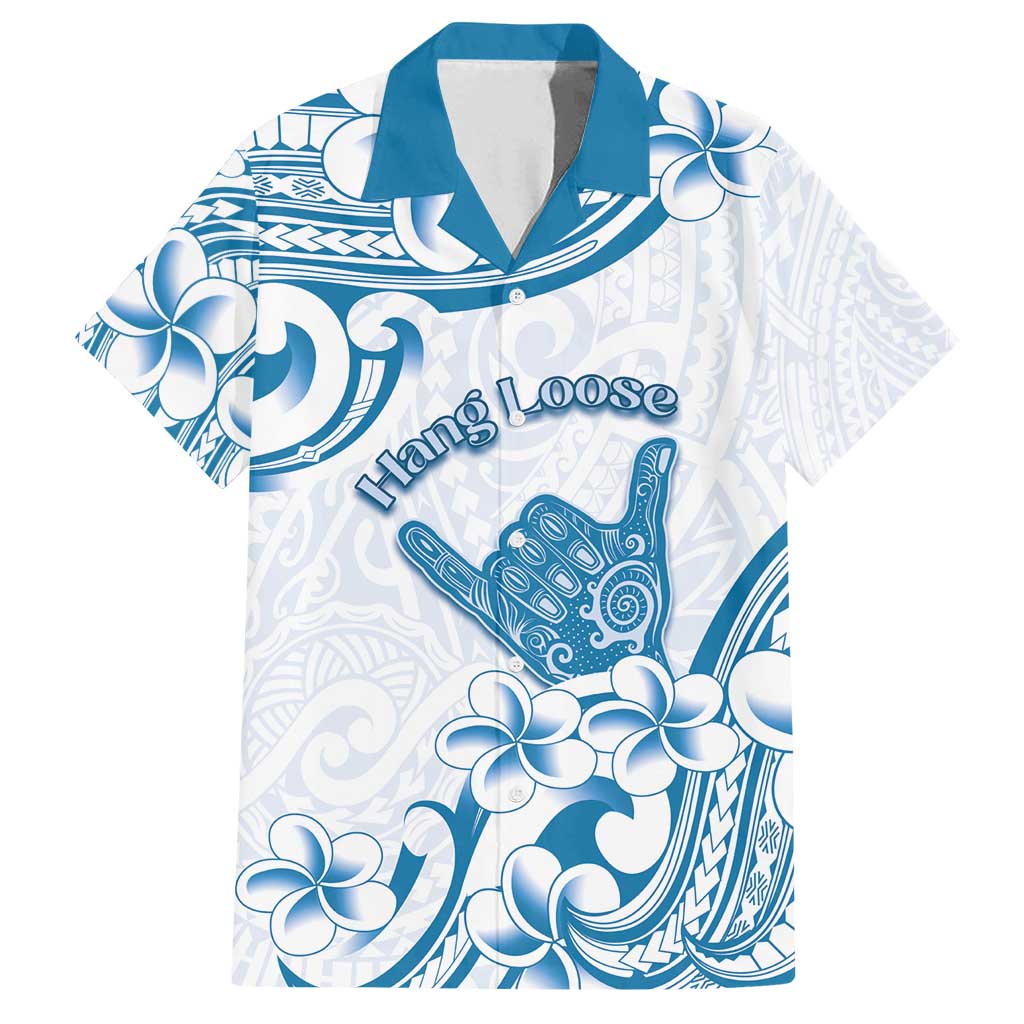 Aloha Hawaii Shaka Family Matching Off Shoulder Short Dress and Hawaiian Shirt Hang Loose Blue Version - Polynesian Pride