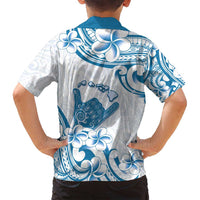 Aloha Hawaii Shaka Family Matching Puletasi and Hawaiian Shirt Hang Loose Blue Version - Polynesian Pride