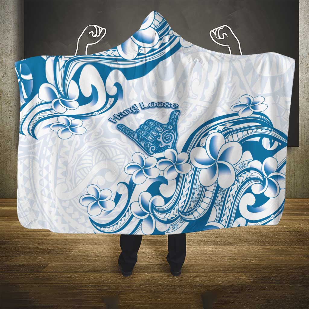 Aloha Hawaii Shaka Hooded Blanket Hang Loose Blue Version - Polynesian Pride