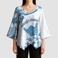 Aloha Hawaii Shaka Kimono Sleeve Blouse Hang Loose Blue Version - Polynesian Pride