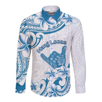 Aloha Hawaii Shaka Long Sleeve Button Shirt Hang Loose Blue Version - Polynesian Pride