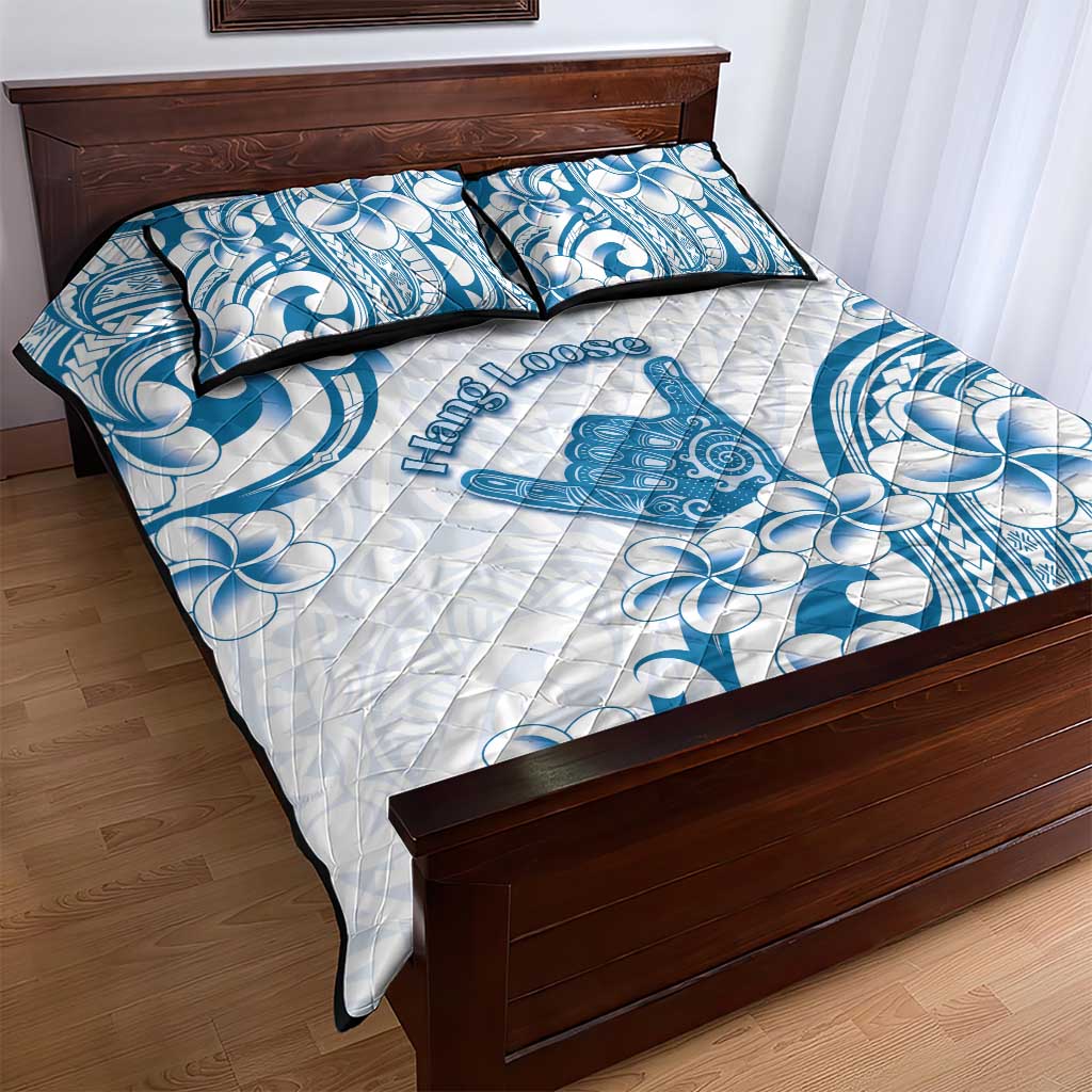 Aloha Hawaii Shaka Quilt Bed Set Hang Loose Blue Version - Polynesian Pride