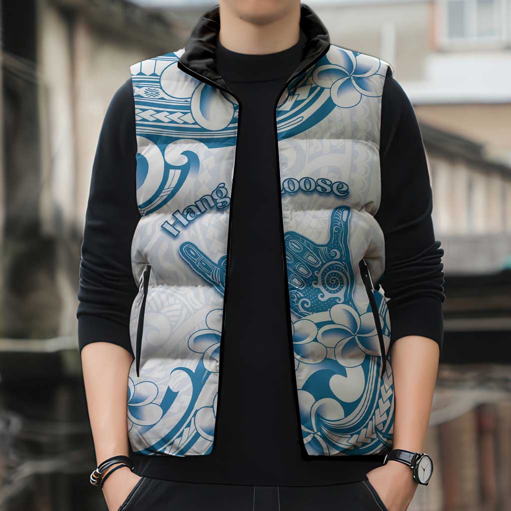 Aloha Hawaii Shaka Sleeveless Puffer Jacket Hang Loose Blue Version - Polynesian Pride
