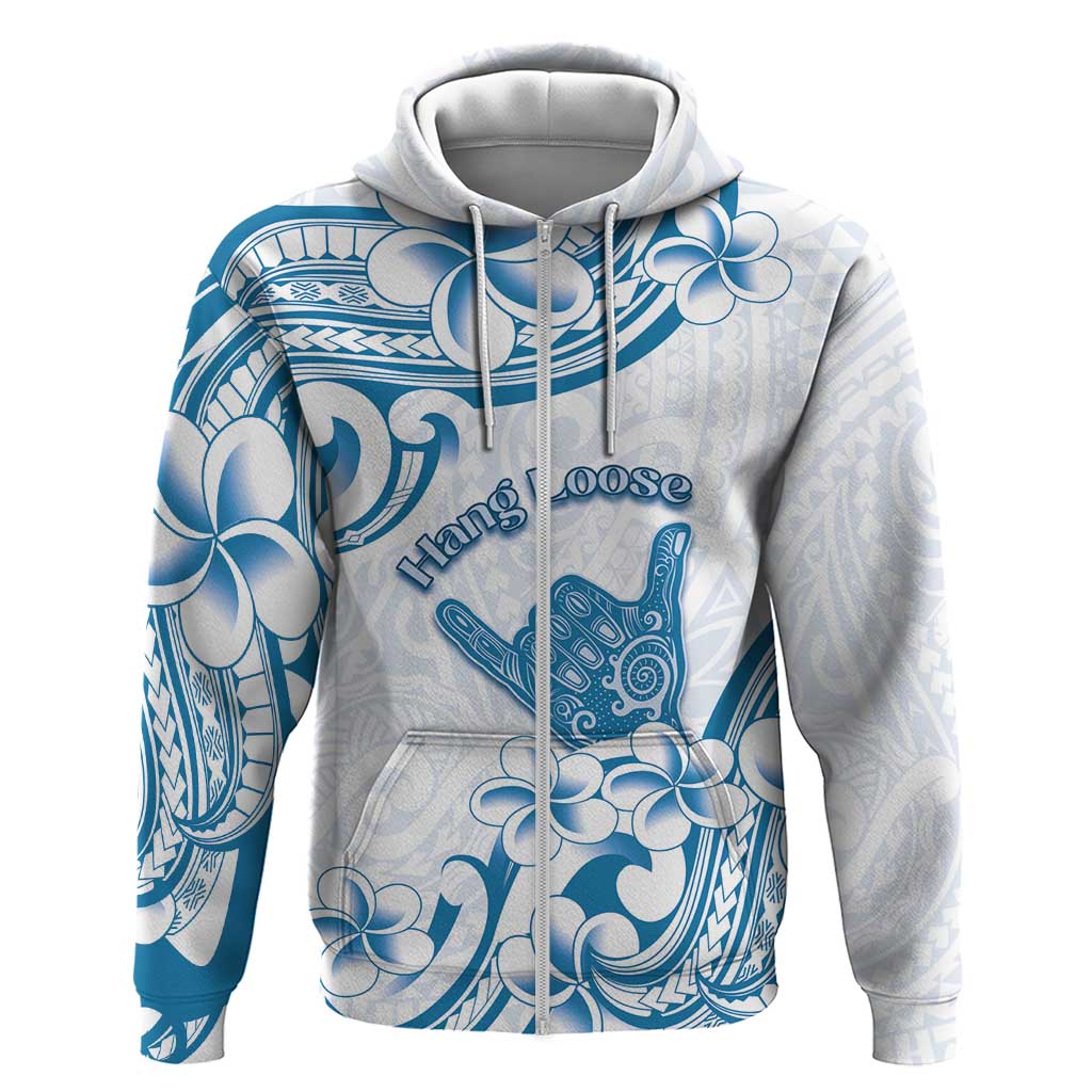 Aloha Hawaii Shaka Zip Hoodie Hang Loose Blue Version - Polynesian Pride