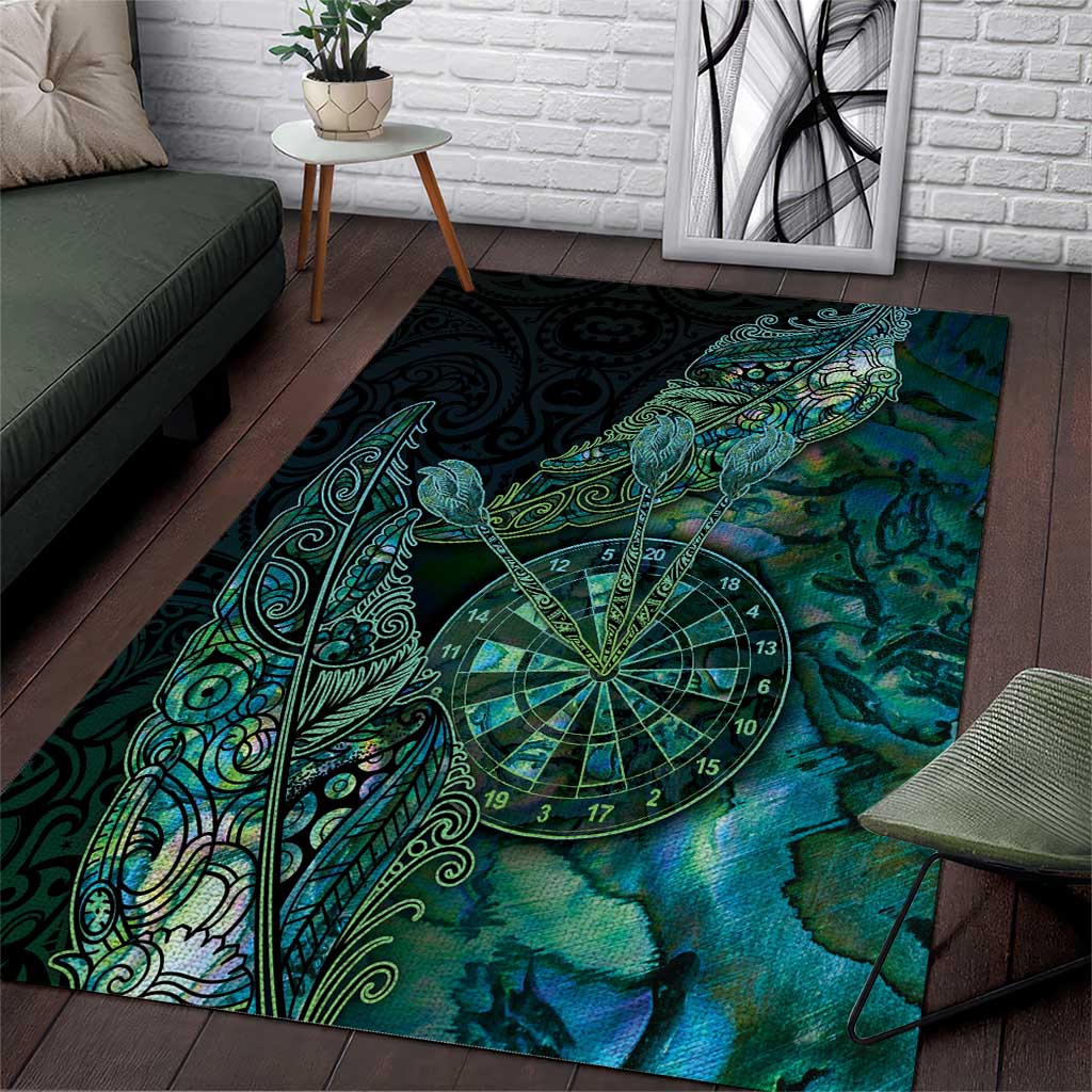 New Zealand Dart Area Rug Maori Fern With Paua Shell - Polynesian Pride
