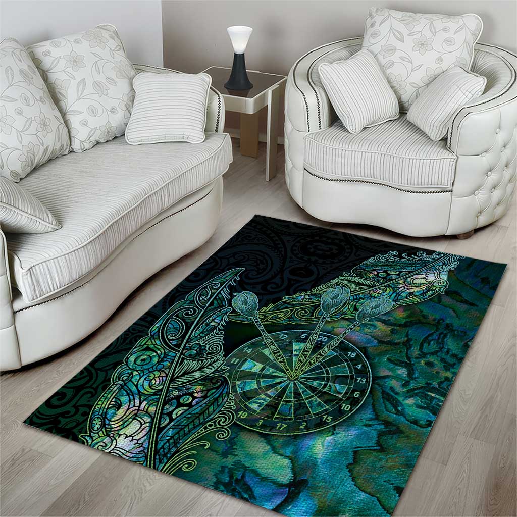 New Zealand Dart Area Rug Maori Fern With Paua Shell - Polynesian Pride