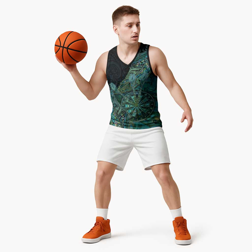 Personalised New Zealand Dart Basketball Jersey Maori Fern With Paua Shell - Polynesian Pride