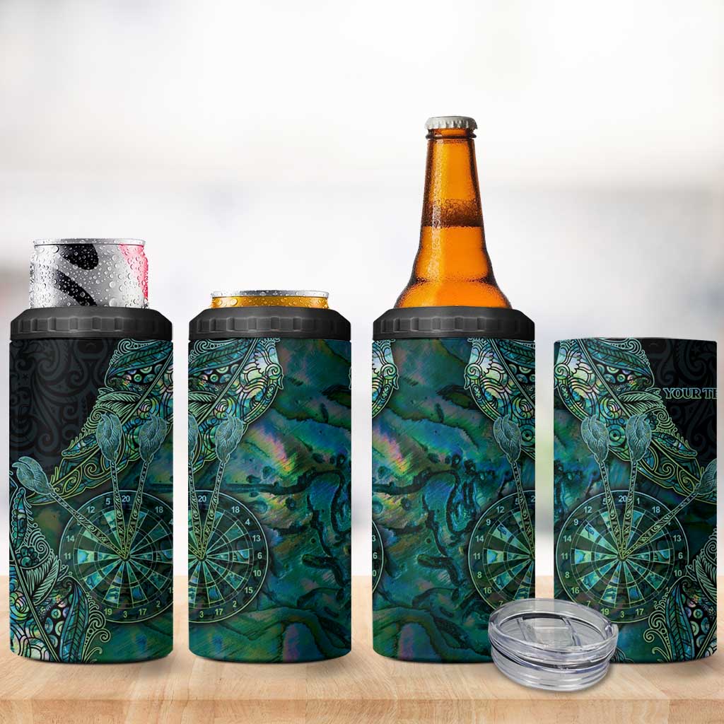 Personalised New Zealand Dart 4 in 1 Can Cooler Tumbler Maori Fern With Paua Shell - Polynesian Pride