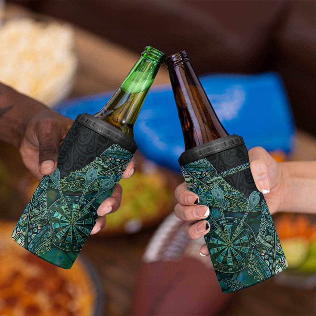 Personalised New Zealand Dart 4 in 1 Can Cooler Tumbler Maori Fern With Paua Shell - Polynesian Pride