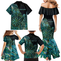 Personalised New Zealand Dart Family Matching Mermaid Dress and Hawaiian Shirt Maori Fern With Paua Shell DT05 - Polynesian Pride