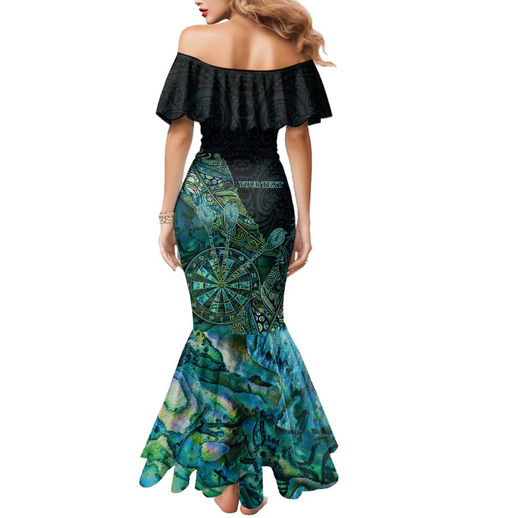 Personalised New Zealand Dart Family Matching Mermaid Dress and Hawaiian Shirt Maori Fern With Paua Shell DT05 - Polynesian Pride