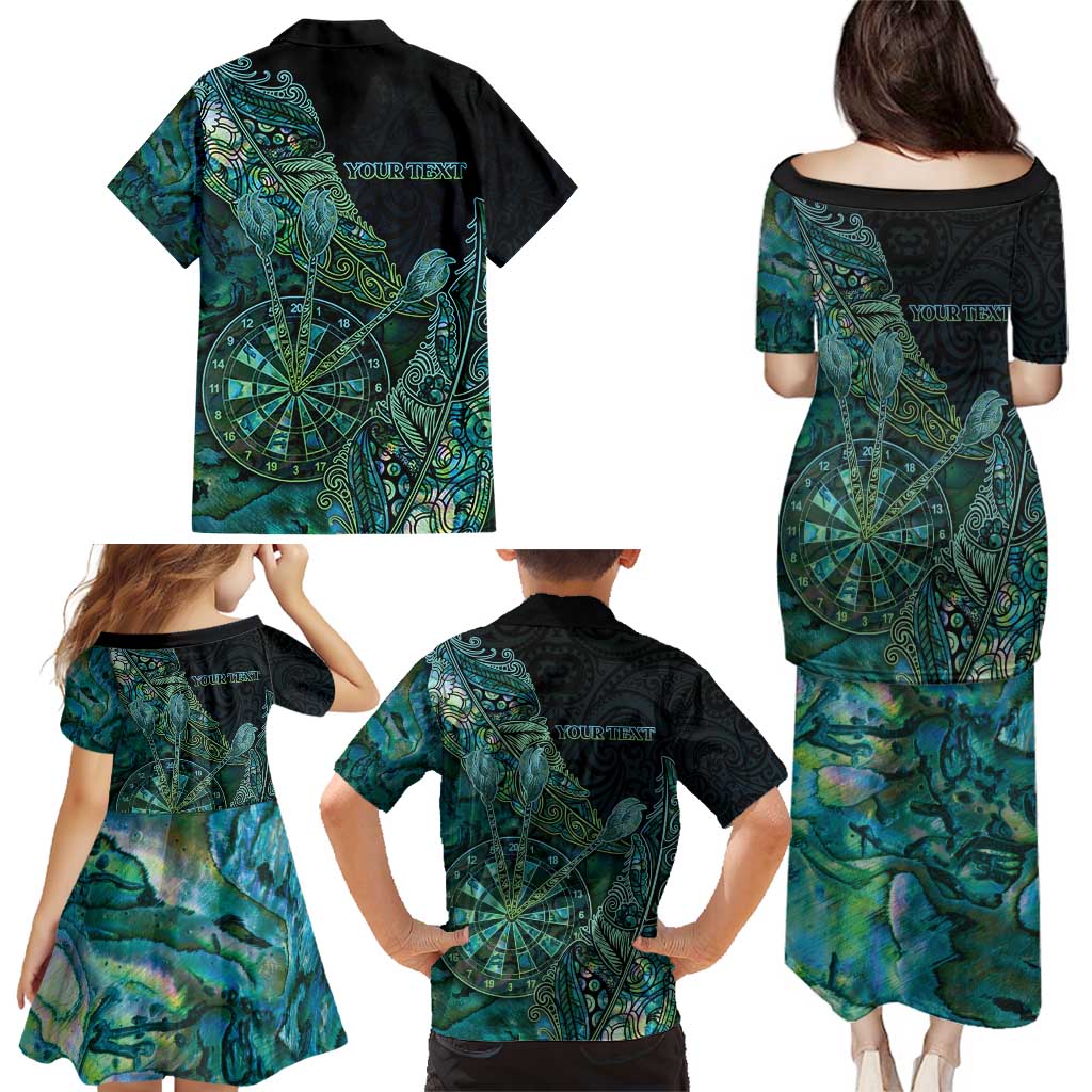 Personalised New Zealand Dart Family Matching Puletasi and Hawaiian Shirt Maori Fern With Paua Shell DT05 - Polynesian Pride