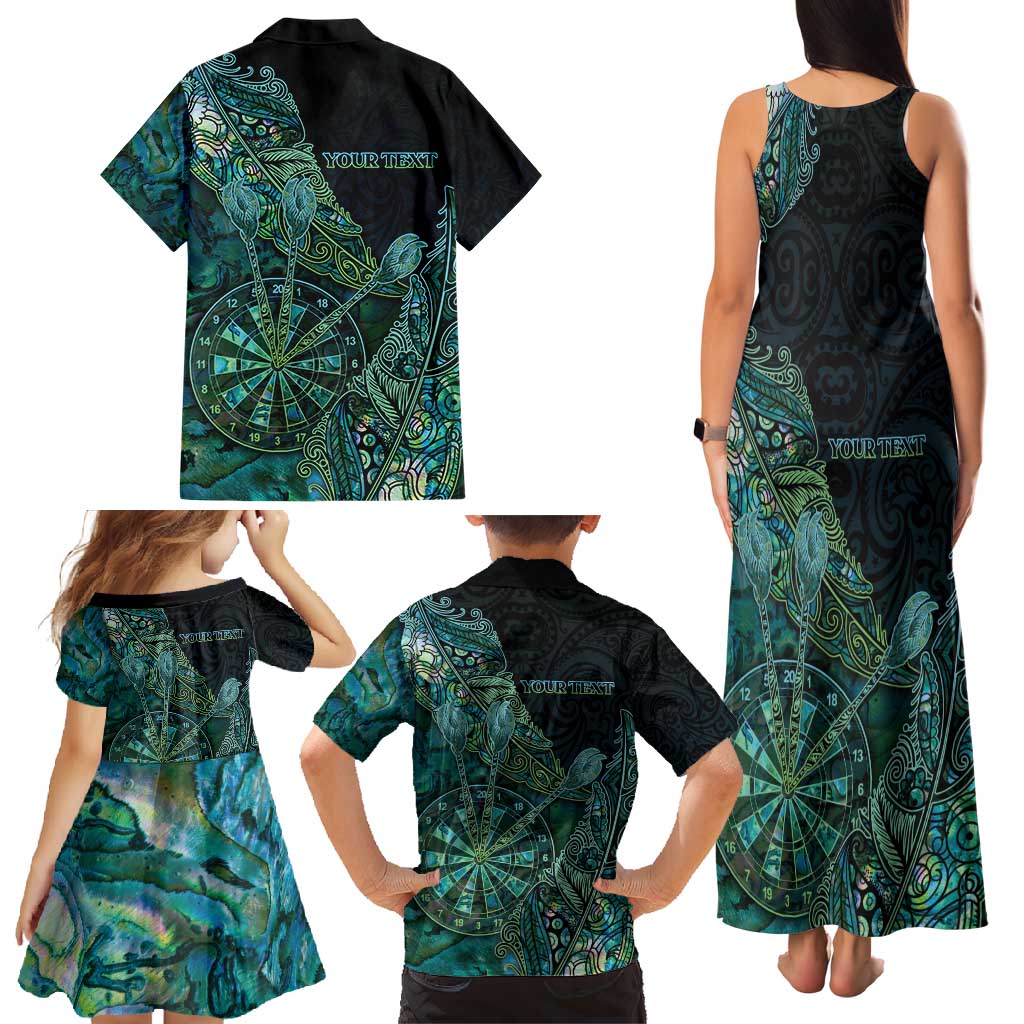 Personalised New Zealand Dart Family Matching Tank Maxi Dress and Hawaiian Shirt Maori Fern With Paua Shell - Polynesian Pride