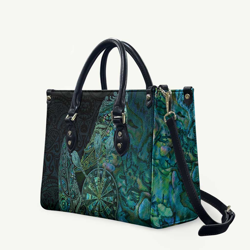 New Zealand Dart Leather Bag Maori Fern With Paua Shell - Polynesian Pride